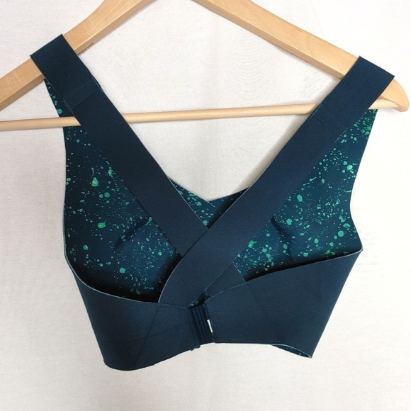 Athleta Reversible Crossover Sport Bra Oceanic Teal Stardust‎ Blue Green Small - Picture 4 of 6